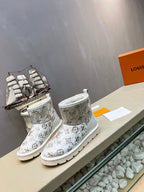 LV 25 Snow Boots Sliver Monogram PVC Wool