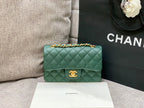 flap bag mini 20cm dark blue green caviar gold hardware