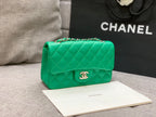 flap bag mini 20cm dark green caviar silver hardware