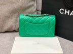 flap bag mini 20cm dark green caviar silver hardware