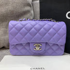 flap bag mini 20cm purple caviar silver hardware