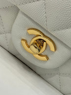 flap bag mini 20cm white caviar gold hardware