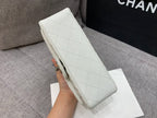 flap bag mini 20cm white caviar silver hardware