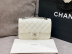 flap bag mini 20cm white caviar silver hardware