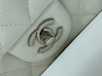 flap bag mini 20cm white caviar silver hardware