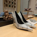 Balenciaga 26s High Heel Pump 100 Sliver Rhinestone Cowhide 681192