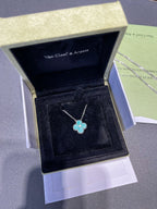 VCA Clover    Turquoise Sliver 1 Diamond Necklace