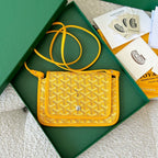 PLUMET POCKET WALLET 20 IN YELLOW GOYARDINE CANVAS AND LAMBSKIN TRIM