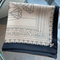 CC Square Scarf 90 CM In Beige Mix Black Cashmere Silk 288708