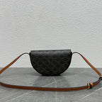 Celine Besace Cuir Bag Triomphe Black Brown Canvas & Calfskin