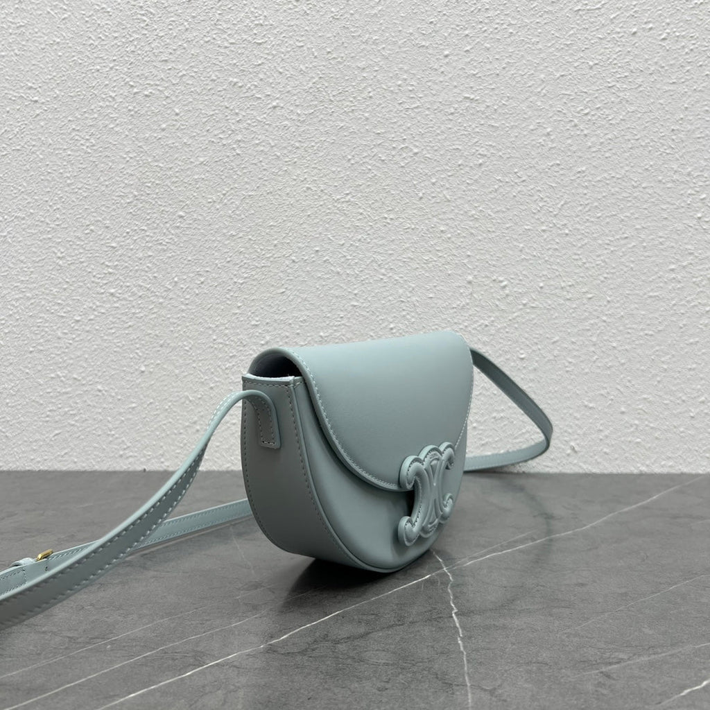 Celine Besace Cuir Bag Triomphe Grey-Blue Calfskin