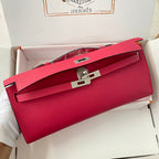 HM Kelly Cut 31 Crimson Pink Epsom Leather Silver Hardware 229061