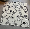 CC Square Scarf 140 CM In White Black Silk  421550