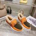 GG Snow Boots Orange Olive Cowhide Wool 576233
