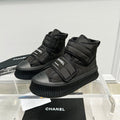 CC High Top Sneaker Thick-Soled Black Rain Velvet Fabric
