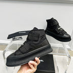 CC High Top Sneaker Thick-Soled Black Rain Velvet Fabric
