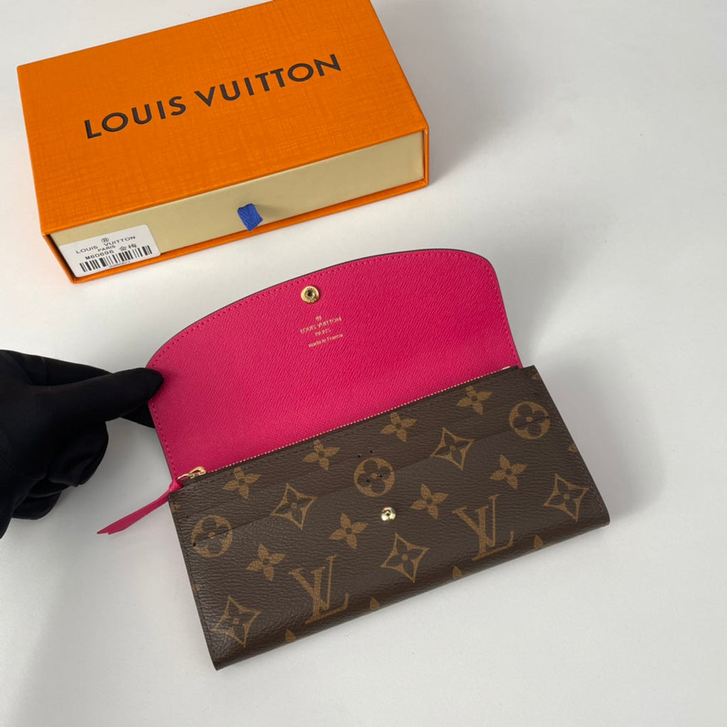 LV M60696 Emilie Wallet Brown Purple-red Monogram Canvas 221662