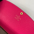 LV M60696 Emilie Wallet Brown Plum-red Monogram Canvas 221663