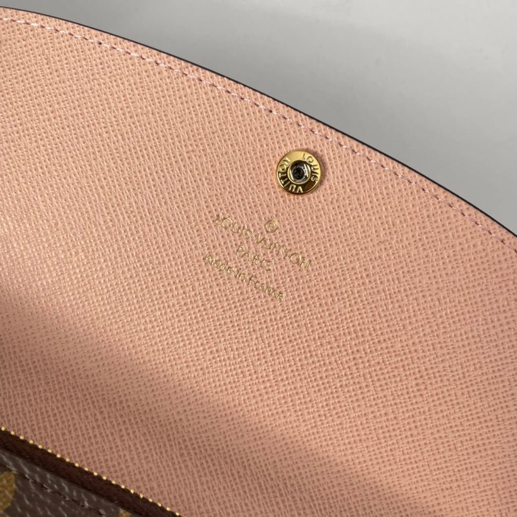 LV M60696 Emilie Wallet Brown Pink Monogram Canvas 221664
