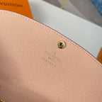 LV N60214 Emilie Wallet Brown Pink Monogram Canvas 221665