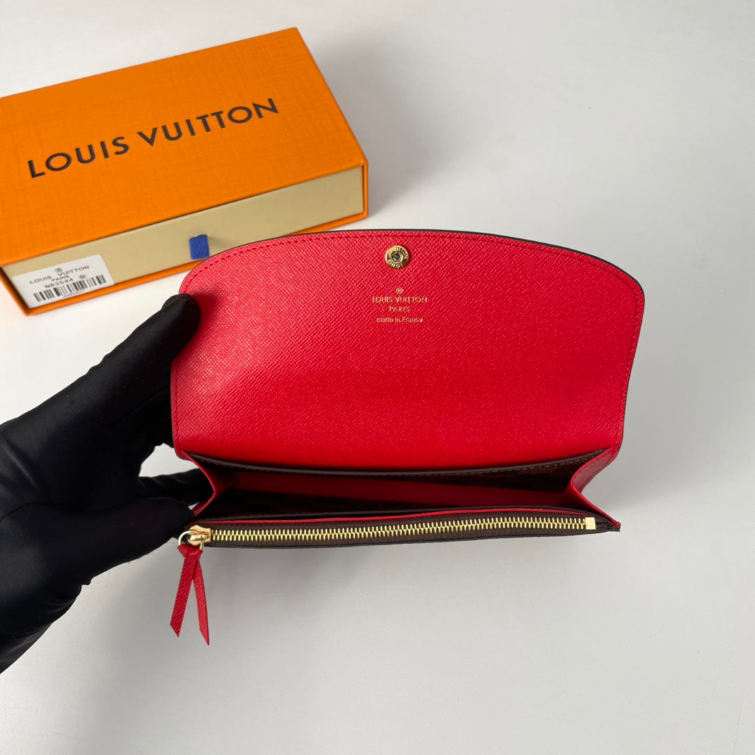 LV N63544 Emilie Wallet Brown Red Monogram Canvas 221666