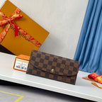 LV N63544 Emilie Wallet Brown Red Monogram Canvas 221666
