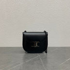 Celine Chain Besace Clea Bag Triomphe Black Calfskin SHW
