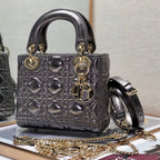 mini lady 17 dark purple metalic lambskin