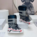 CD Platform Snow Boots Navy Blue White Cowhide Nylon 539657