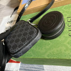 MINI BAG 17 IN BLACK CALFSKIN AND CANVAS