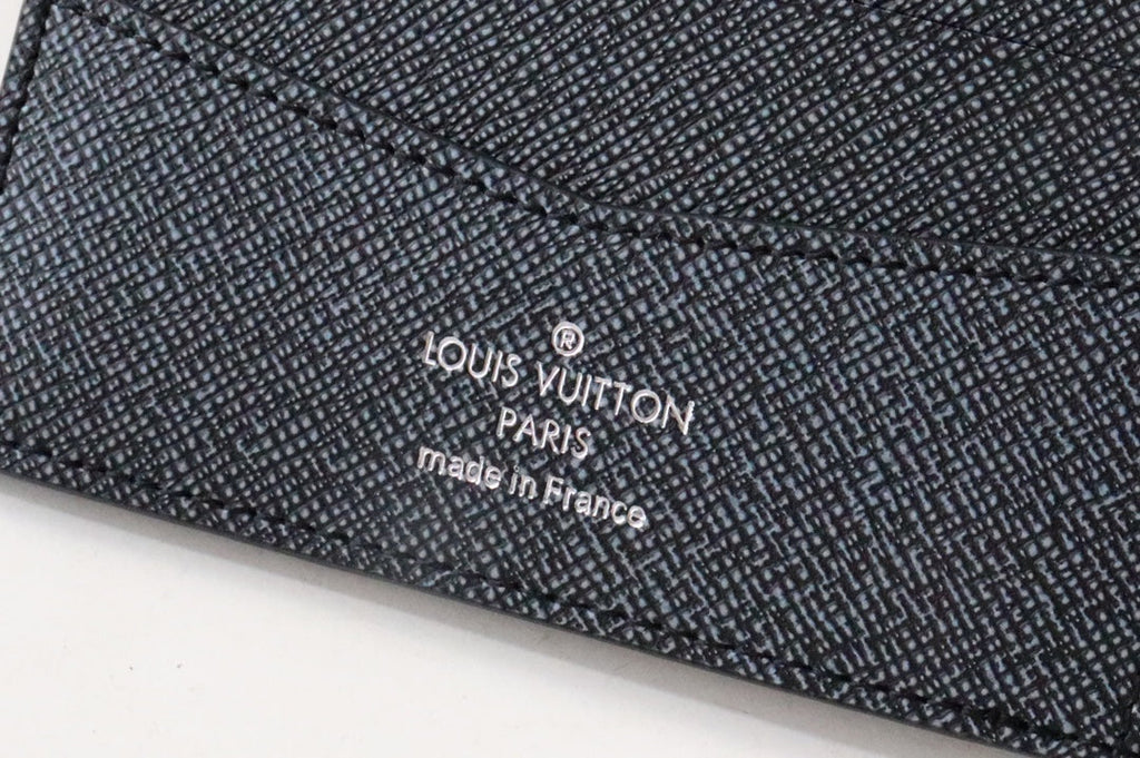 LV Logo Slender Wallet Black Blue Monogram Canvas 182771