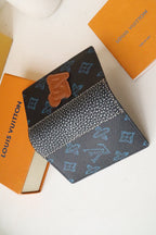 LV Logo Pocket Organiser Black Blue Monogram Canvas 182772