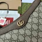 GG Ophidia Small Shoulder Bag 21cm Beige Dark Brown Canvas