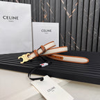CEL 25mm Triomphe Belt in Taurillon Brown White Canvas 176292