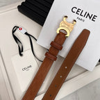 CEL 25mm Triomphe Belt in Taurillon Brown Embossed Leather 176290