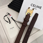 CEL 25mm Medium Triomphe Belt in Taurillon Chestnut Leather 176287