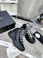 CC CANO ALTO SNEAKER IN BLACK CALFSKIN AND RUBBER