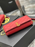 BECKY 22.5 QUILTED RED LAMBSKIN GOLD HARDWARE