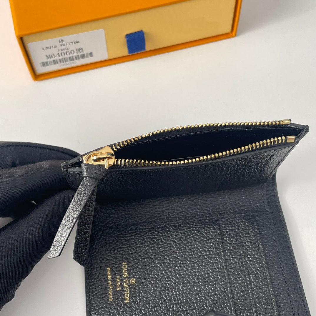 LV M64060 Victorine Wallet Black Monogram Empreinte Leather 221681