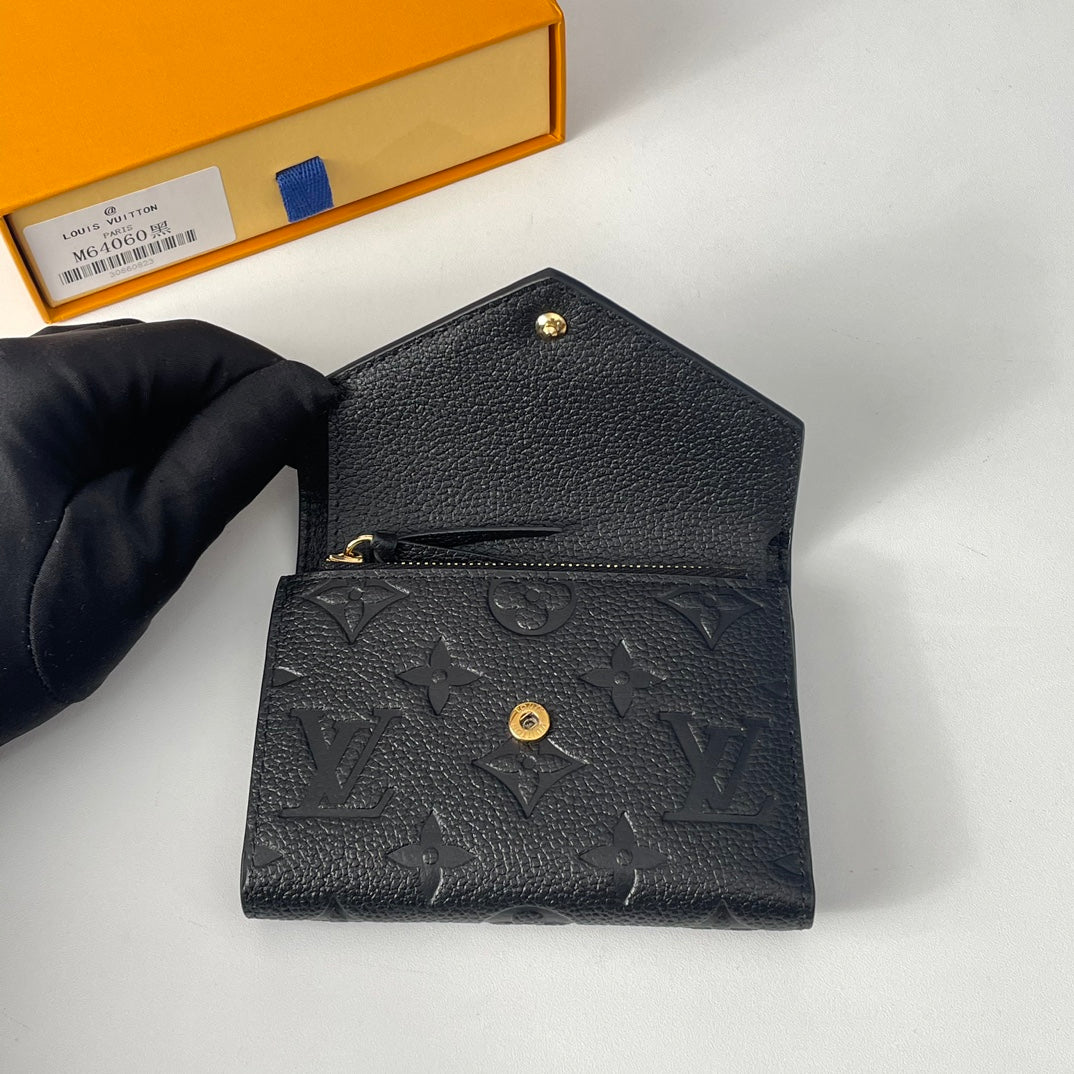 LV M64060 Victorine Wallet Black Monogram Empreinte Leather 221681
