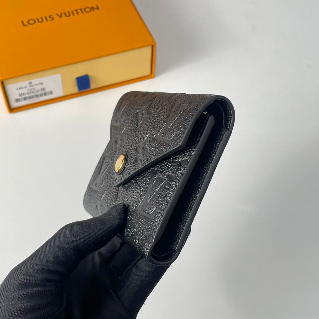 LV M64060 Victorine Wallet Black Monogram Empreinte Leather 221681