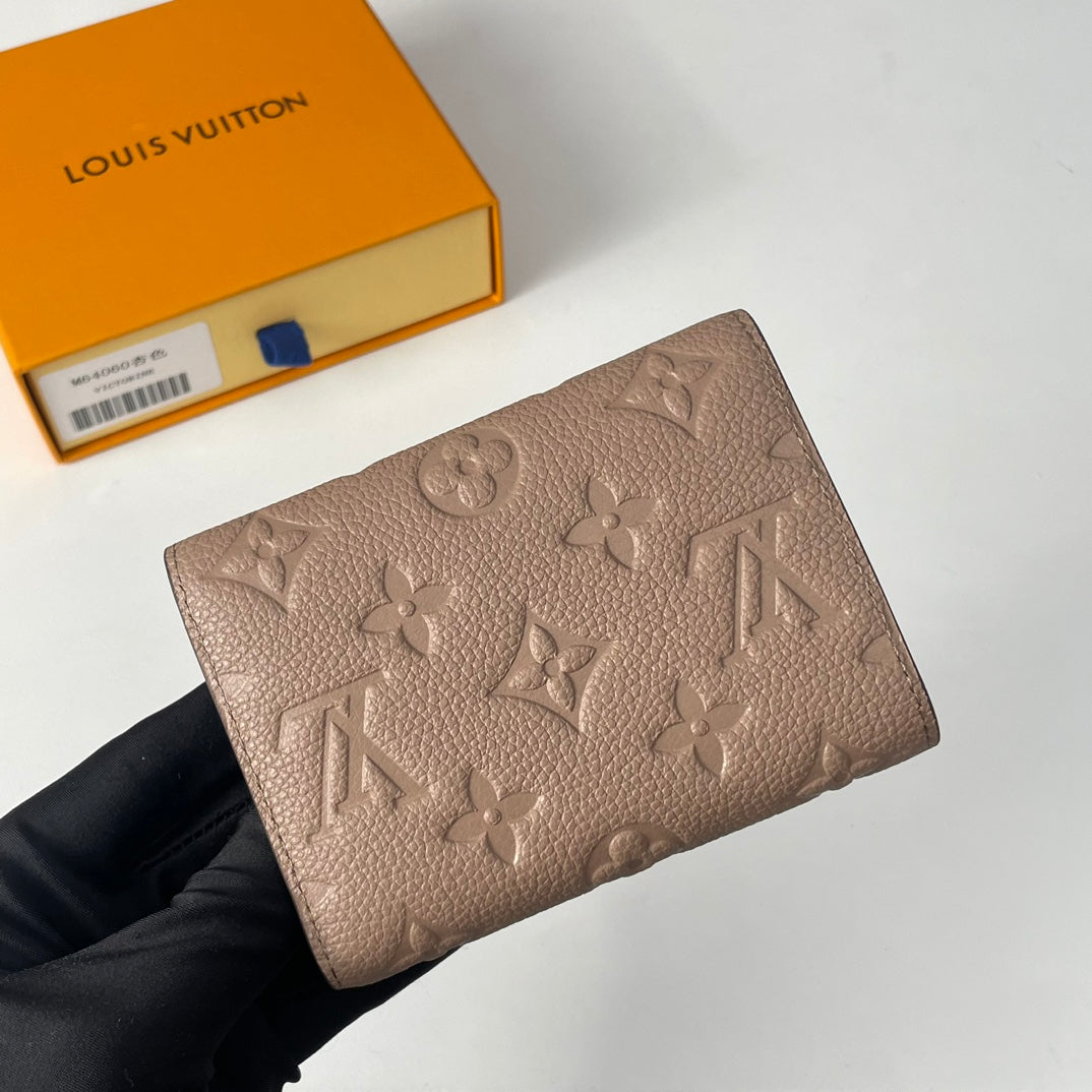 LV M64060 Victorine Wallet Beige Monogram Empreinte Leather 221684