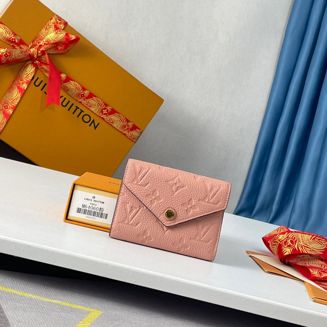 LV M64060 Victorine Wallet Pink Monogram Empreinte Leather 221685