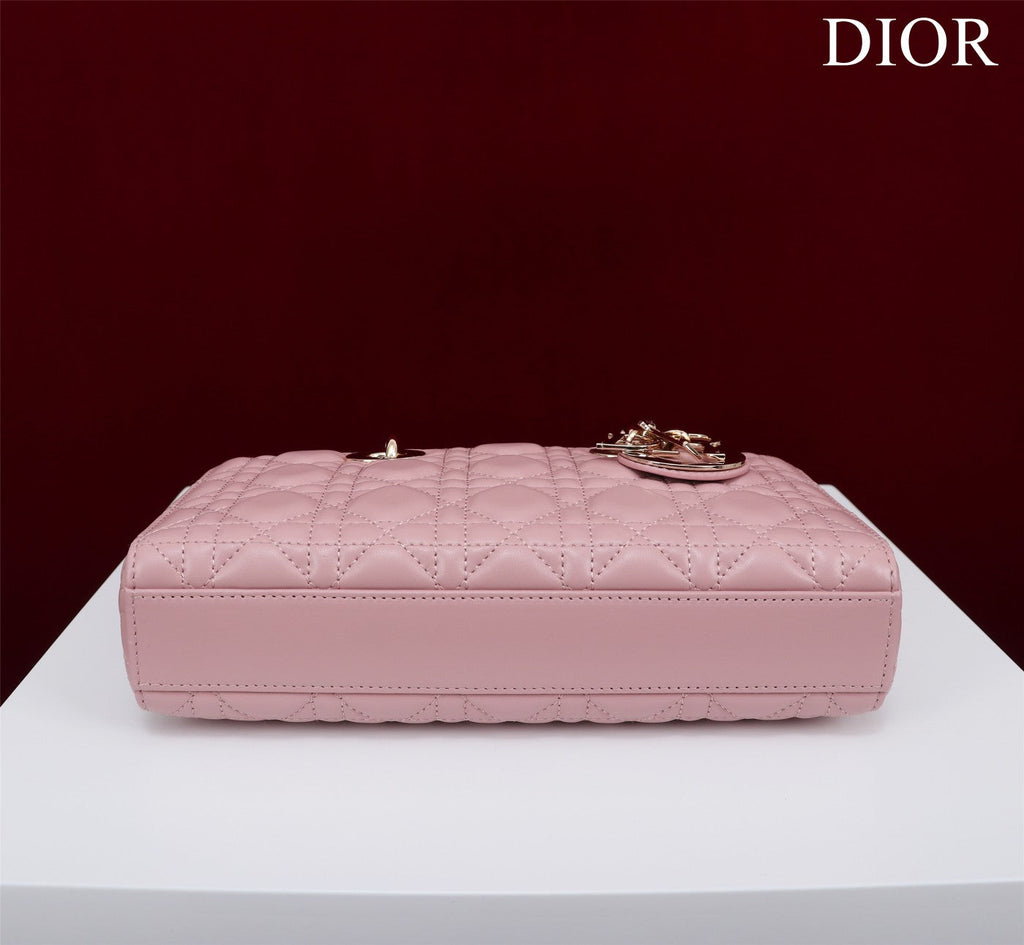 medium lady d-joy 26 antique pink lambskin