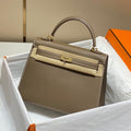 Hermes Kelly 25 Bag Etoupe Gold Epsom Leather 249823