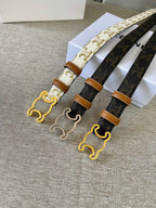 CL logo Cut-out Belt 25mm White Tan Triomphe Canvas Ghw