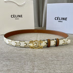 CL logo Cut-out Belt 25mm White Tan Triomphe Canvas Ghw