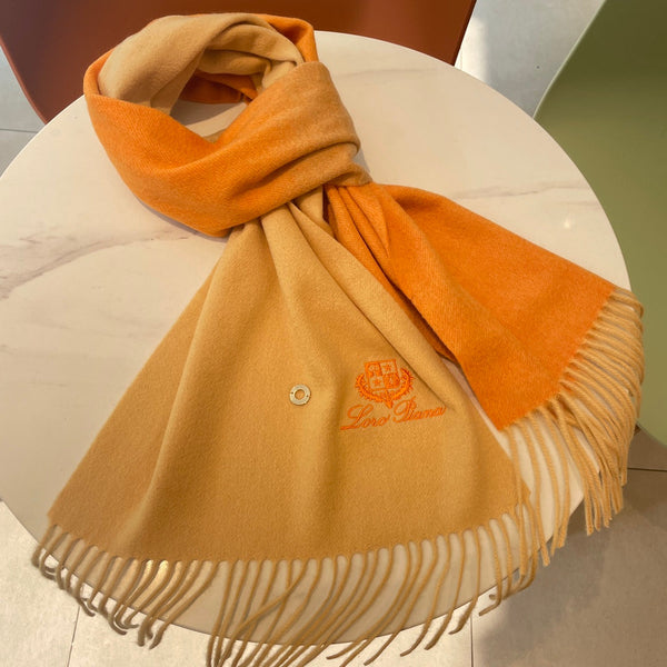 LP Grande Unita Scarf 190 CM In Beige Gradient Orange Cashmere 687750