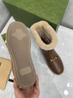 Gucci 2025 Boot Brown Beige Sheepskin Wool 564790