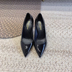 OPYUM RED HEEL PUMPS IN BLACK GLOSSY CALFSKIN